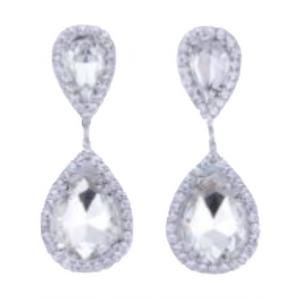 NEW DESIGN BY CONCEPTION women's drop earrings with navette shape crystals in si